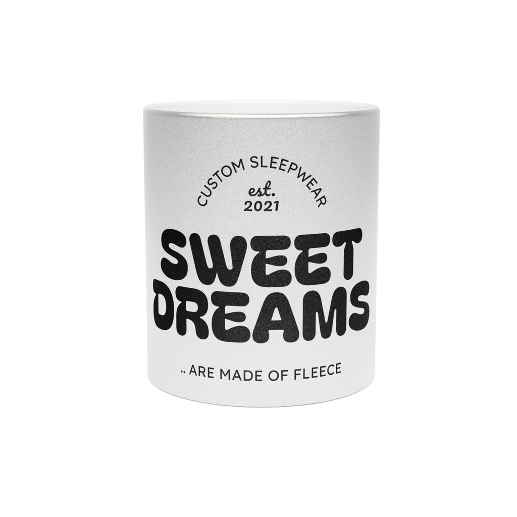 Sweet Dreams Metallic Mug — Silver/Gold Sparkle Coffee Cup